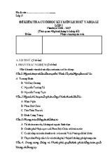 Đề kiểm tra cuối học kì I môn Lịch sử và địa lí lớp 5 năm học 2016 - 2017